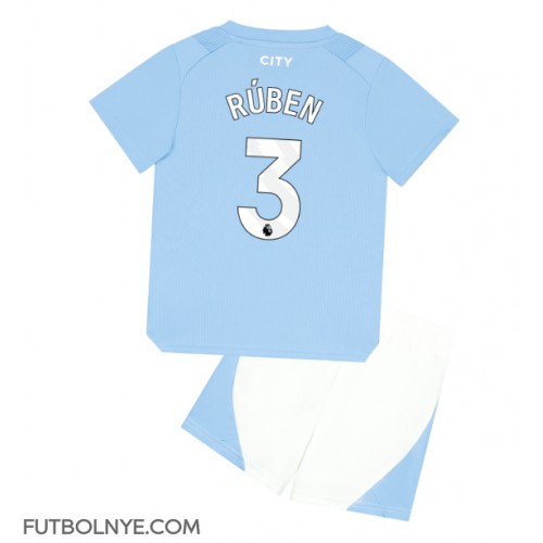 Camiseta Manchester City Ruben Dias #3 Primera Equipación para niños 2023-24 manga corta (+ pantalones cortos)